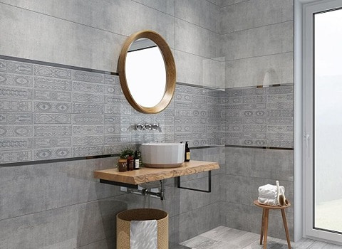 تصویر 4 از کاشی حمام خاکستری با سطح مات و صاف